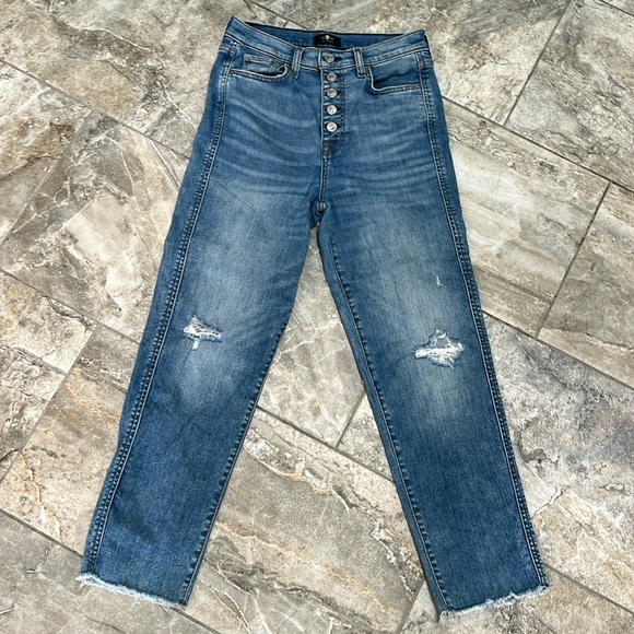 7 For All Mankind High Waisted Cropped Jeans - Picture 5 of 16